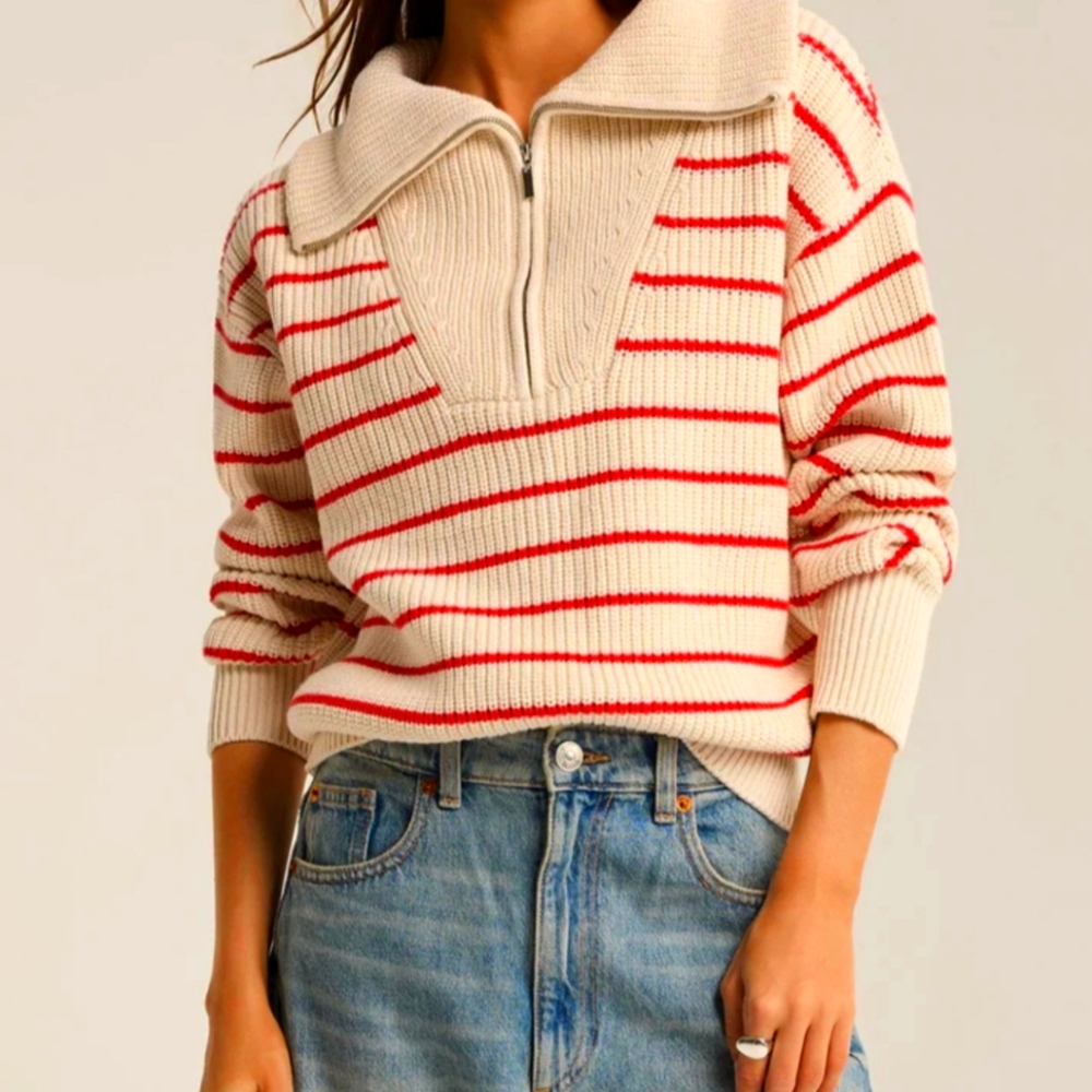 Z Supply Red and Cream Pullover